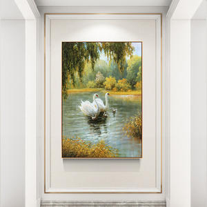 Импрессионистское животное холст льняной осенний пейзаж озеро масляная живопись Лебедь - Product Image 4