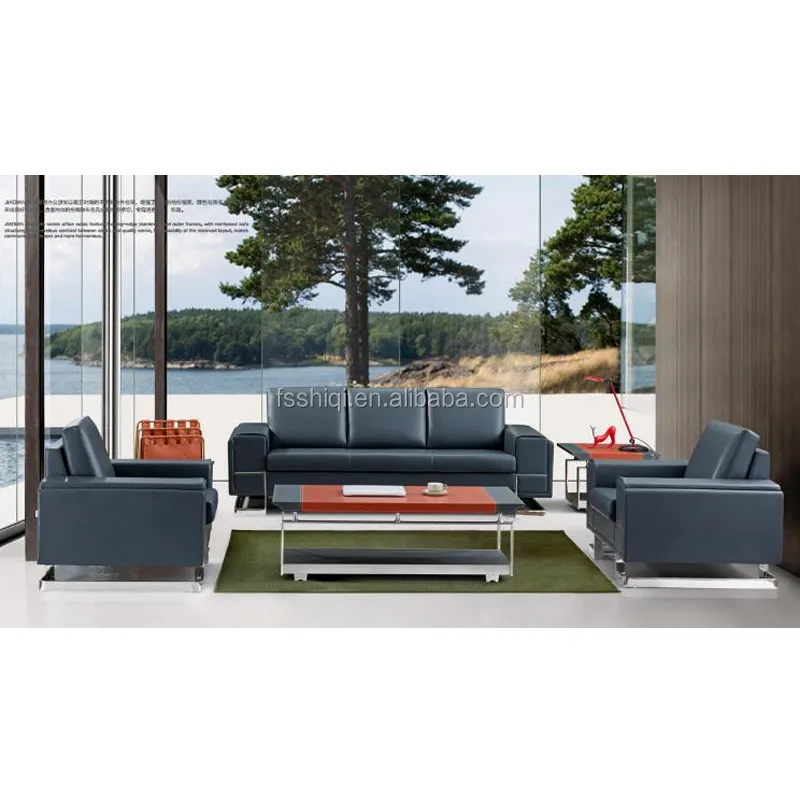 Luxury Office Furniture Design Modern Leather Lobby Sofa Set modern lobby sofa