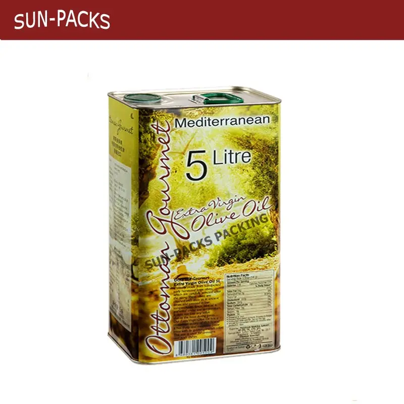 Boîtes de cuisson comestibles de 5 litres, conteneurs en étain pour huile d'olive avec couvercle en plastique