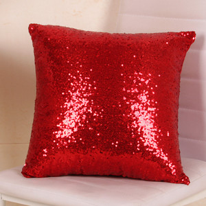 red sequin pillow