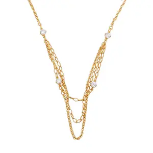 Xuping China gold 24K rhinestones imitation jewellery necklace for women