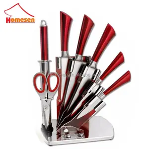 Bass edelstahl-stahl messer set, super 6pcs edelstahl küchenmesser set mit acryl stand, messer set edelstahl