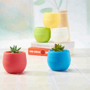 Mini di Plastica Rotondo Pianta <span class=keywords><strong>Vaso</strong></span> di Fiori per il Giardino di Casa Ufficio Decor - Product Image 5