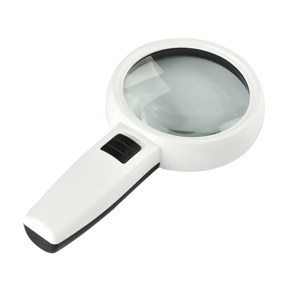 10 Times Optical Magnifier 3 LED High Magnification 110mm HandheldReading Magnifying Glass for Elderly