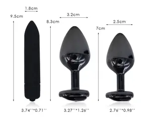 3 buah/lot Gunmetal bentuk hati baja nirkarat Butt Plug Dildo Vibrator Anal Plug dewasa pijat manik-manik mainan seks Anal