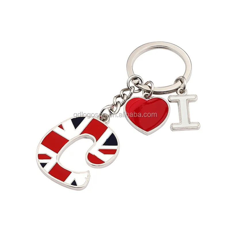 Custom metal alphabet keyrings London souvenir letter C key chain keychain