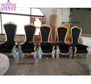 Spewaybeauty brand new kings chair with beautiful black velvet hotel throne chair gold wood trim chair