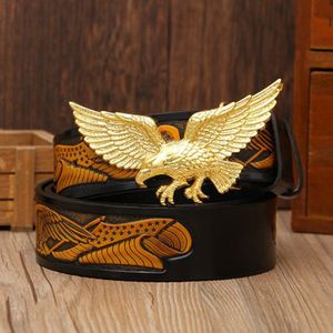 Cinturón de Cuero Estilo Western con Hebilla 3D de Águila, Cinturones de Piel de Vaca para <span class=keywords><strong>Hombre</strong></span>, Correa Casual con Hebilla Metálica para <span class=keywords><strong>Vaquero</strong></span> - Product Image 5