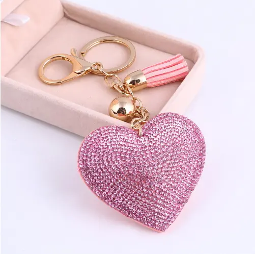 High Quality Romantic Heart Jewelry Keychain Women Key Holder Chain Ring Car llaveros bag pendant Charm