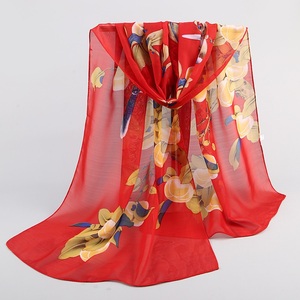 ผ้าพันคอชีฟองพิมพ์ลายดอกไม้แฟชั่นสำหรับสุภาพสตรี - Product Image 3