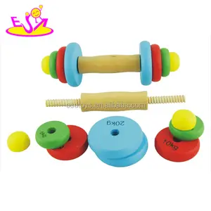 New Products wooden kids Dumbbell Toys, eco-friendly children toy dumbbell, hot sale baby wooden toy dumbbell set W01A006