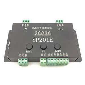 Controle de sinal spi de 5 canais, controle de sinal DC5V-24V spi de cor completa led dmx512, controlador decodificador 1024 pixels suporte sp201e