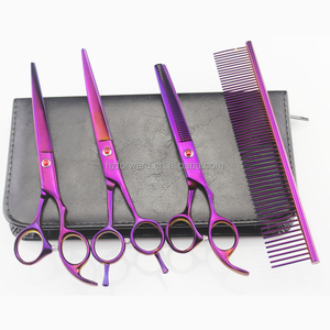 LILYS PET 7 pollici Professionale Viola PET <span class=keywords><strong>DOG</strong></span> Grooming forbici tuta Taglio e Curvo e Diradamento cesoie - Product Image 2