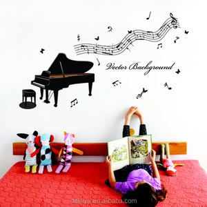 สติกเกอร์ติดผนังหน้าต่าง PVC โน้ตดนตรีและเปียโนออกแบบได้ตามต้องการ - Product Image 3