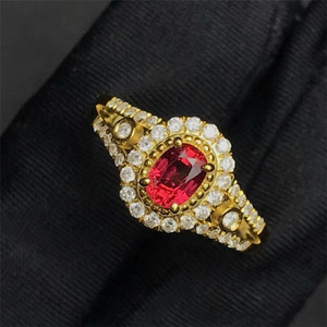 Dubai gioielli di lusso di trasporto del commercio all'ingrosso classico 18 k oro giallo e diamanti <span class=keywords><strong>anello</strong></span> di <span class=keywords><strong>rubino</strong></span> <span class=keywords><strong>naturale</strong></span> per le donne di nozze di fidanzamento - Product Image 3