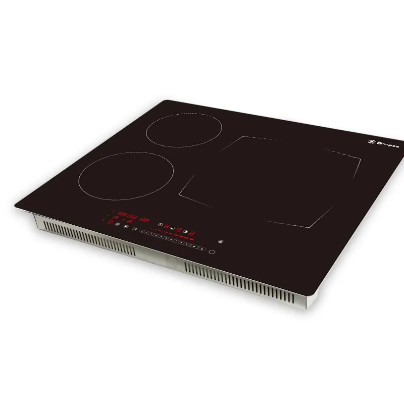 Table de cuisson à Induction intelligente avec 3 brûleurs, 60cm, 220V, avec une grande Zone de cuisson, Type goutte d'eau