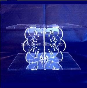 Giá Bày Bánh Cưới Bằng Acrylic Hình Vuông Thiết Kế Thời Trang Bằng Pha Lê 2 Tầng - Product Image 3