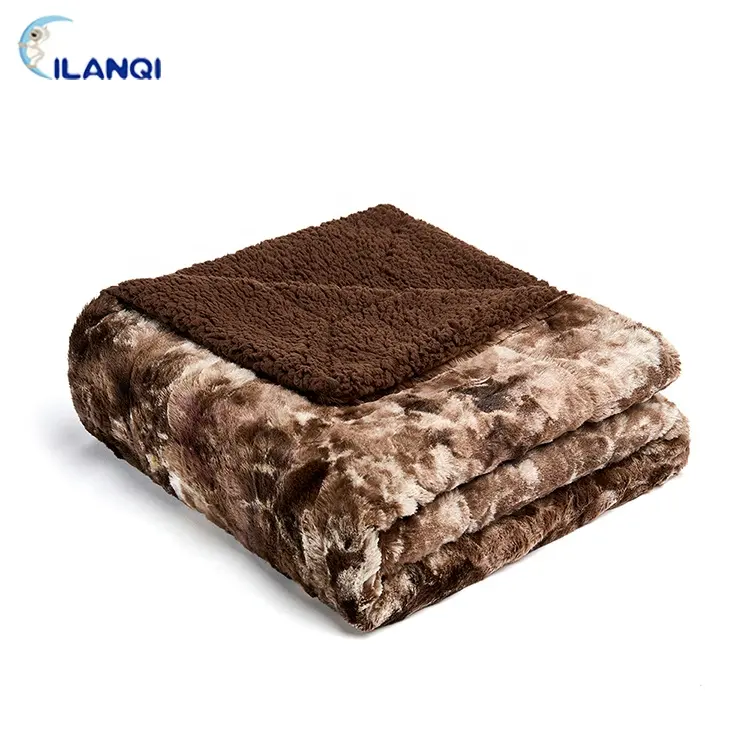 Супер мягкое качественное плюшевое одеяло из полиэстера sherpa