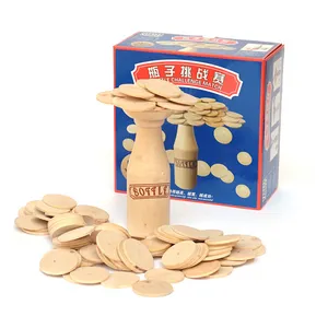 Wooden Bottle Top Balance Challenge Match Blocks Stacking Toys Family Game