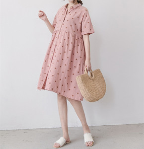 Ropa al por Mayor para Mujeres Coreanas, Vestidos <span class=keywords><strong>de</strong></span> Maternidad Casuales <span class=keywords><strong>de</strong></span> Color <span class=keywords><strong>Rosa</strong></span> - Product Image 3
