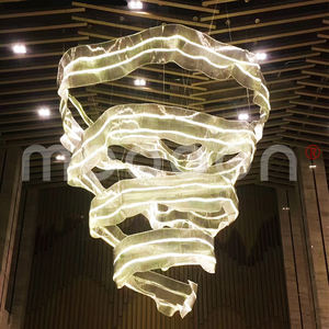 DIY现代豪华柔性大型酒店装饰项目定制穆拉诺水晶玻璃带吊灯 - Product Image 3