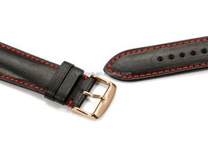 18mm à 22mm Noir wtih Rouge Fil Pleine fleur Peau de Veau Sangle Modifiable Bande de <span class=keywords><strong>Montre</strong></span> En Cuir - Product Image 5