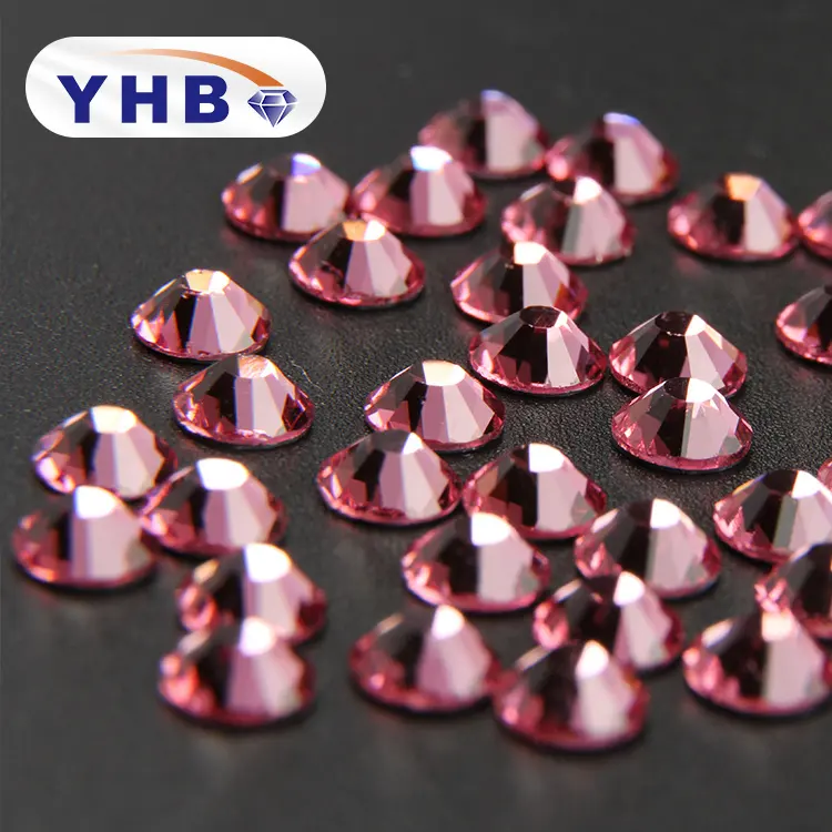YHB Berlian Imitasi Populer SS16/5Mm/4Mm Berlian Imitasi Hotfix Belakang Mawar Datar untuk Motif