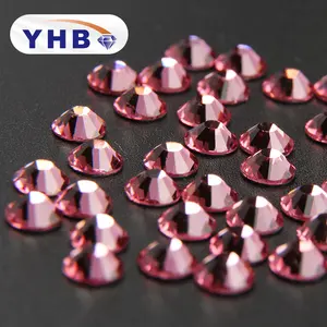 YHB rhinestones hot fix SS16/5mm/4mm ROSE Flat back hotfix Rhinestones for motif