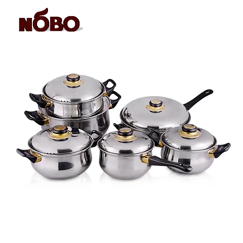 12pcs korean kitchenware cooking pot set stainless steel cookware set kitchen pots and pans with lid