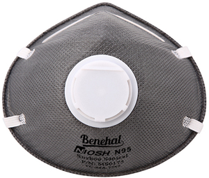 Masker Wajah debu sekali pakai NIOSH <span class=keywords><strong>N95</strong></span>, karbon aktif dengan katup bahan katun - Product Image 1