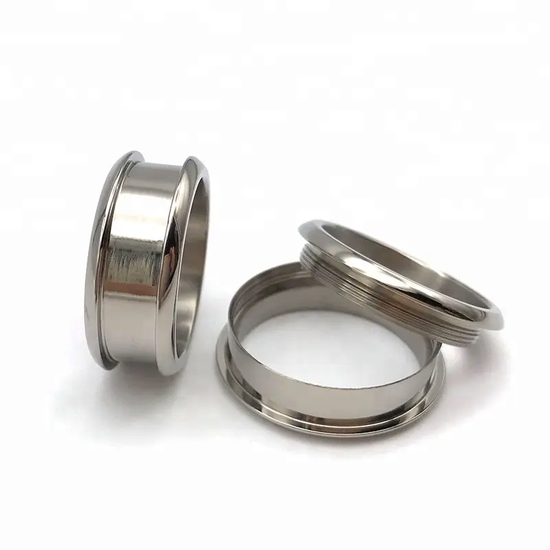 Shenzhen Jewelry Factory Custom Wood Crafts 8mm 2 Pieces Titanium blank ring for Inlay with Screw