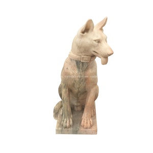 Décoration de jardin en pierre naturelle au design moderne Statue de <span class=keywords><strong>chien</strong></span> en marbre Sculpture animale - Product Image 5