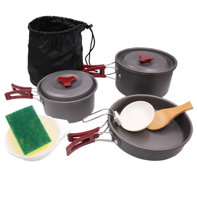 Tragbare outdoor kochgeschirr set aluminium camping topf