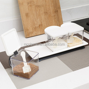 550ml 3 Part Square Entertainment Set <strong>Sessoning</strong> Rack Spice Pots with Serving Spoons - Product Image 2