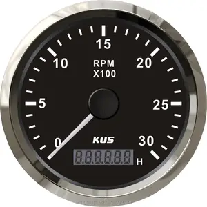 KUS 3 3/8 "Tachometer Drehzahlmesser Mit LED Betriebsstundenzähler 0-3000 RPM 12 V/24 V Mit hintergrundbeleuchtung