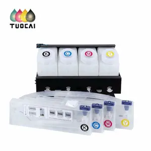 Roland mutoh Miamki continue inkt supply systeem met inkt tanks en navulbare inkt cartridge.