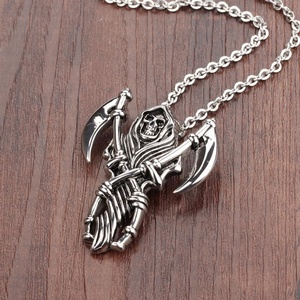 Collana MECYLIFE con Pendente a <span class=keywords><strong>Falce</strong></span> <span class=keywords><strong>della</strong></span> <span class=keywords><strong>Morte</strong></span> in Titanio, Ciondolo Teschio in Acciaio Inossidabile per Uomo - Product Image 3