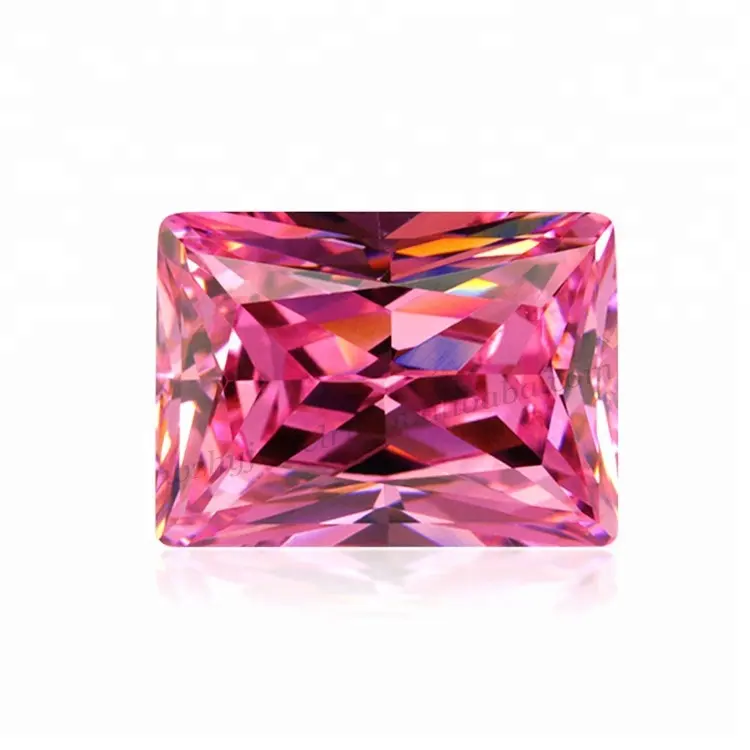 Прямоугольная огранка, искусственные бриллианты, розовый cz камень, синтетический необработанный камень