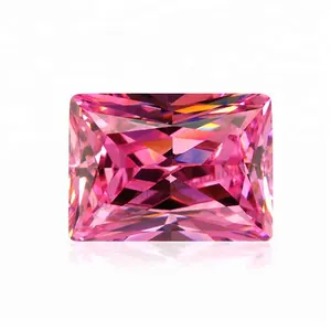 Rectangle cut fake diamonds pink cz stone synthetic rough stone