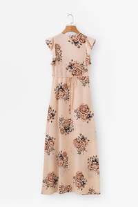 2020 vestido informal de gasa para mujer nuevo estilo Floral cuello en V longitud Midi cintura Natural decoración de encaje vestido largo lavable - Product Image 2