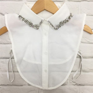 Nueva blusa desmontable medias camisas elegante moda mujer cuello con diamantes de imitación - Product Image 1