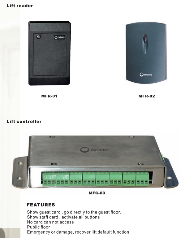 Orbita RFID Smart Key Card Elevator Access Control System for Secure ...