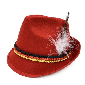 MH-0088 Festival <span class=keywords><strong>de</strong></span> la bière allemande Oktoberfest Costume bavarois Alpine feutre chapeau-gris vert <span class=keywords><strong>rouge</strong></span> marron couleurs - Product Image 5