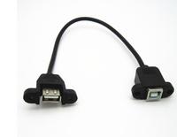 Envío Directo 50cm USB 2,0 B Montaje en panel hembra a Mini Cable de extensión de ángulo descendente macho de 5 pines