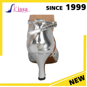 Venta caliente brillo de plata Materail de salón de los altos talones mujeres <span class=keywords><strong>zapatos</strong></span> de <span class=keywords><strong>baile</strong></span> de Salsa Made In China - Product Image 5