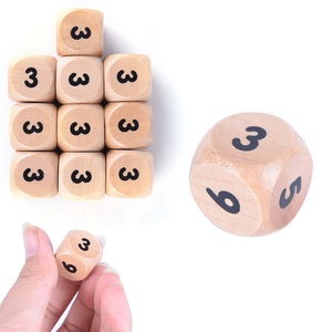 Dés de bois <span class=keywords><strong>Mahjong</strong></span> Numéro Ou Point Rond Coener Jouets Pour Enfants Jeu En Vrac 6 Dés Dés Jeu - Product Image 2