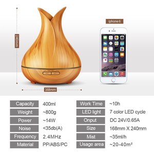 常夜灯付き家庭用のアップグレードされたリモコン6in1アロマセラピー空気加湿器 - Product Image 4