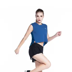 Vêtements de sport personnalisés Akilex Débardeur court uni pour femmes, course à pied, fitness