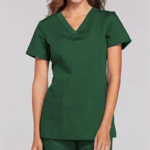 Enfermeira com decote em v de manga curta, uniforme de hospital com design moderno clássico