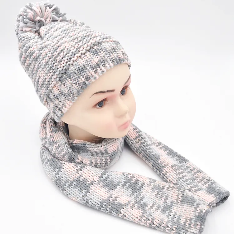 Lovely HatセットDirect Sales Acrylic Knit Hat Brand Cap Scarf & Gloves Set